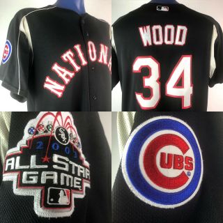 Vintage Chicago Cubs Majestic Baseball Jersey Large Kerry Wood 03 All Star Game