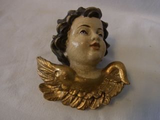 Vintage Wood Cherub Angel Head Wall Ornament R2