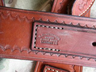 Vtg Christensen Early Times Leather Cowboy Gun Belt Rig,  2 Holsters,  US Made 2