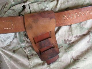Vtg Christensen Early Times Leather Cowboy Gun Belt Rig,  2 Holsters,  US Made 8