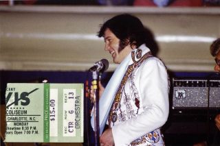 Elvis Presley Vintage Concert Ticket Stub/photo - Charlotte Nc - Feb 21 1977