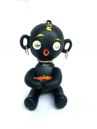 N.  Vtg 1960s Takara Japan Black Baby Winky Blinky Dakkochan African Doll Toy