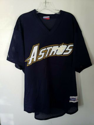 Rare Vintage 90s Majestic Houston Astros 38 Spellout Bp Mesh Jersey Mens L