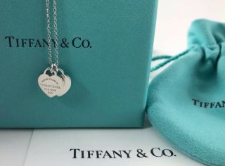 Tiffany & Co.  Please Return To Tiffany Double Mini Heart Necklace