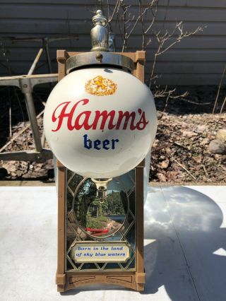 Hamms Wall 3D Blue Waters Red Canoe Vtg mirror Sign Bud Display Store Light Up 2