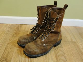 Rare Vintage Hy - Test By Oliver Steel Toe Suede Leather Welders Work Boots 10 M