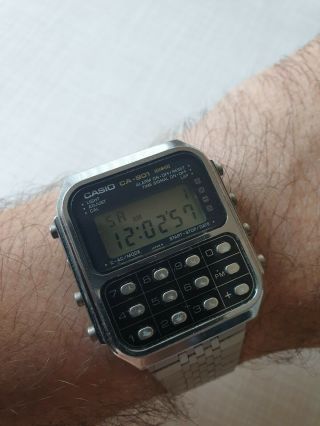 Vintage Casio Ca - 801 Alarm Chrono Calculator Lcd Watch