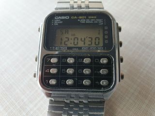 Vintage Casio CA - 801 Alarm Chrono Calculator LCD Watch 8