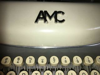 , Vintage AMC,  (Alpina) Typewriter.  Made in Germany.  Grey and creme. 6