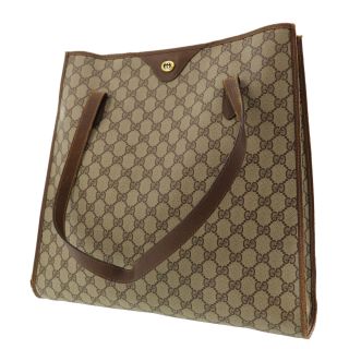 Gucci Gg Shoulder Tote Bag Brown Pvc Leather Vintage Authentic Bb313 W