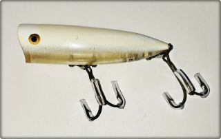 Rare Color Heddon 9540 Chugger Spook ALL WHITE,  CLEAR BELLY 2