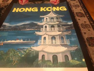 VINTAGE TRAVEL/ADVERTISING POSTER 1957 HONG KONG American president Lin 10