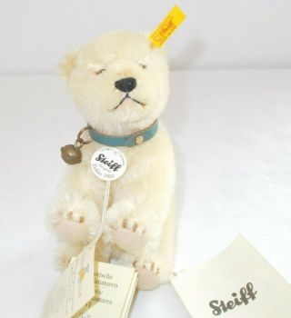 Vtg Steiff Teddy Historic Miniatures Eisbar 1950 4 Legged Polar Bear All Tags