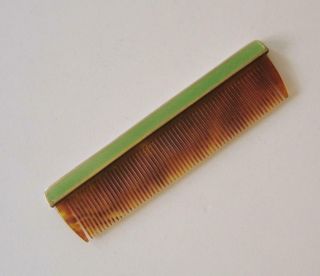 A Sterling Silver Lime Green Enamel & Faux Tortoiseshell Hair Comb London 1927 5