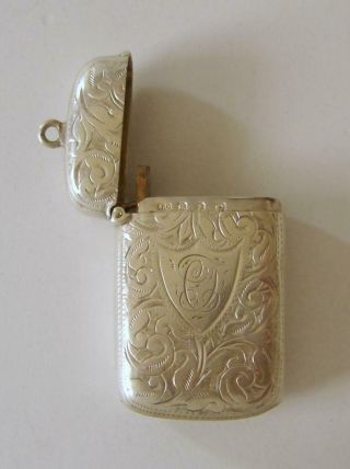 A Victorian Sterling Silver Vesta Case Birmingham 1899 Joseph Gloster