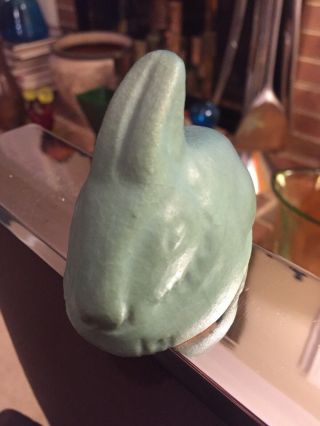 Vintage Arts & Crafts Van Briggle Pottery Rabbit Figurine Blue Green Color 5