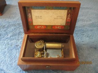 Vintage Reuge Music Sainte Croix 2 Song Wooden Music Box