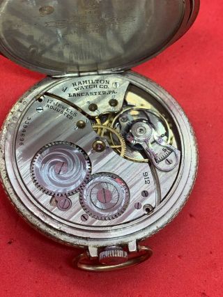 Antique 14K GF 1929 Hamilton Pocket Watch Cal.  912 jump hour 12S 17J Runs NR 5