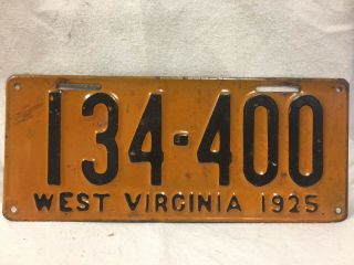 Vintage 1925 West Virginia License Plate