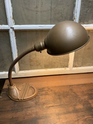 Vintage Cast Iron Base Articulating Work Light Desk Lamp Industrial Old