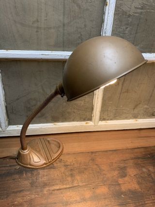 Vintage Cast Iron Base Articulating Work Light Desk Lamp Industrial Old 5