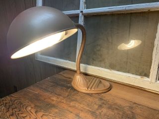 Vintage Cast Iron Base Articulating Work Light Desk Lamp Industrial Old 6