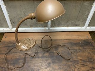Vintage Cast Iron Base Articulating Work Light Desk Lamp Industrial Old 7