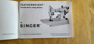 Vintage SINGER Featherweight 221K Portable WHITE Sewing Machine Green Case,  Book 12