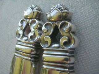 Georg Jensen Acorn Pattern 2 PC Salad Server Set Sterling Silver & Horn VINTAGE 4