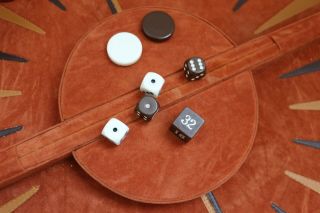 Vintage Hard to Find 80 ' s Round Backgammon Game by Skor - Mor 3