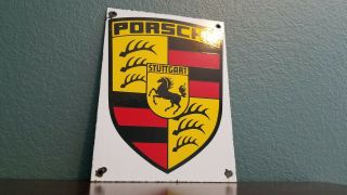 Vintage Porsche Porcelain Gas Auto Motor Vehicle Stuttgart Germany Service Sign