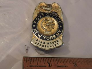 Rare Obsolete Us Post Office Department Star Route Clerk Ny York Badge Tdbr