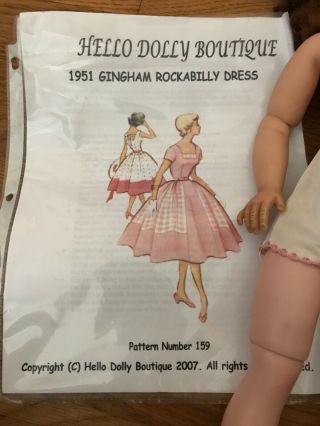 Vintage Madam Alexander Cissy doll with underwear and dress pattern. 5