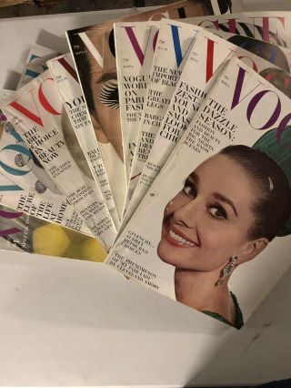 9 Vintage 1964 Vogue Magazines Ladies Fashion Audrey Hepburn