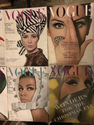 9 Vintage 1964 Vogue Magazines Ladies Fashion Audrey Hepburn 3
