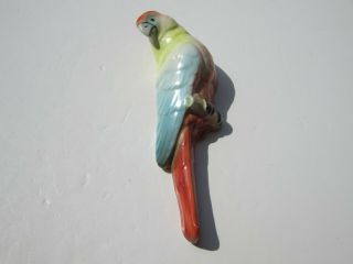 Vtg Unique Czech Art Pottery 8 " Long Tropical Parrot Bird Wall Pocket