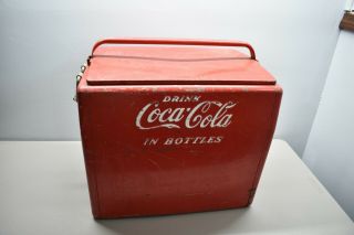 Vintage Drink Coca - Cola In Bottles Coke Soda Pop Metal Cooler - USA Red 4