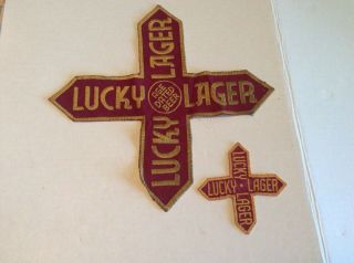 Vintage And Lucky Lager Beer Patches/jacket Patches.  1930 Era 1st Patch