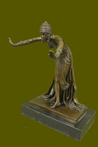 Vintage Signed Bronze Art Nouveau Deco Chiparus Statue Figurine Sculpture Deal