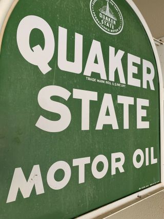 Vintage Double Sided Quaker State Motor Oil Flange Sign 3