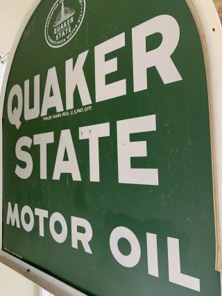 Vintage Double Sided Quaker State Motor Oil Flange Sign 4