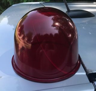 Vintage Beacon Ray Light Dome The Smaller Size,  Deep Red,  Thick Lip