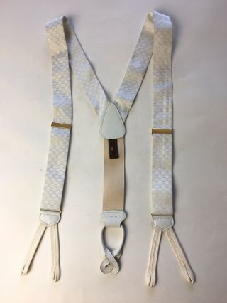 Vintage Trafalgar Suspenders Braces Checkered White Rare