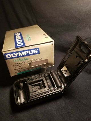 Vintage Olympus Infinity Stylus 35mm 1:3.  5 Point and shoot box & papers 4