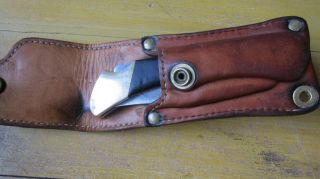 Vintage Folding Edge Mark Ranger knife in rugged custom - made sheath/case 6