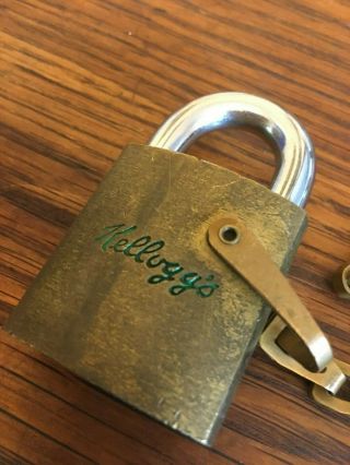 Vintage Kelloggs Company Best Padlock & Chain (No Core or Key) Collectible USA 2