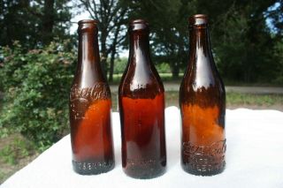 Vintage Amber Straight Side Ss Coca Cola Bottle - - Pittsburgh,  Cincinnati,  Toledo