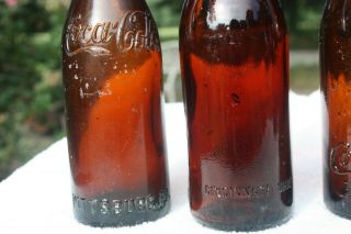 Vintage Amber Straight Side SS Coca Cola Bottle - - Pittsburgh,  Cincinnati,  Toledo 2