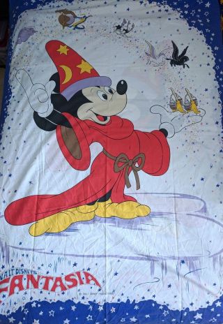 Vtg 90s Disney Mickey Mouse Duvet Cover,  Pillow Cover Case Fantasia Magic