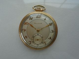 Vintage Bulova 17 Jewel Model 17ae Size 12? Pocket Watch Runs Well
